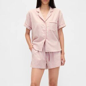 NWT GAP Adult Softest Flannel PJ Short Set in Pink Plaid